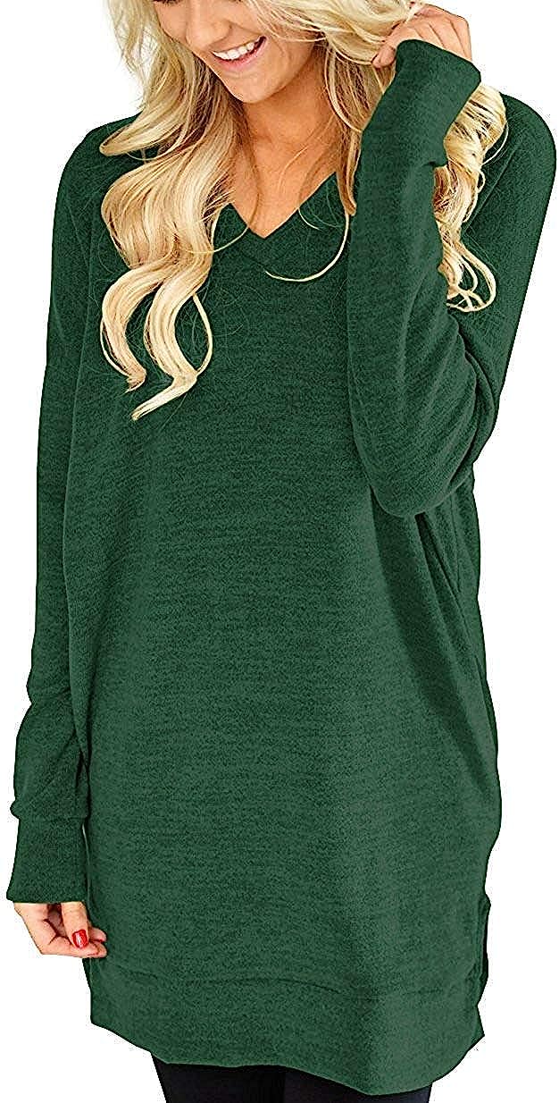 LERUCCI Womens Casual Long Sleeves Solid V-Neck Tunics Shirt Tops with Pockets - Image 4